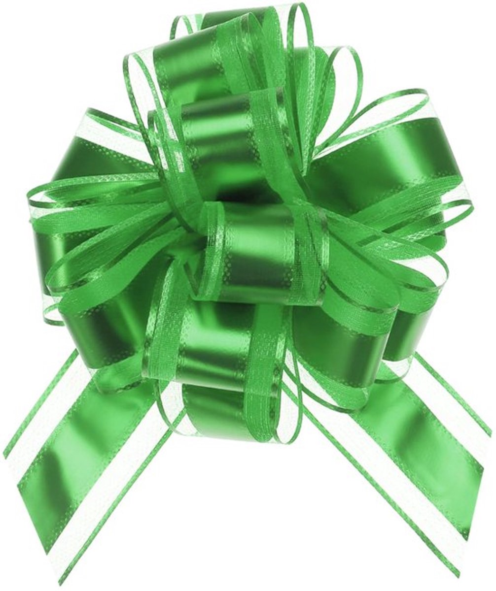 12 stuks 8,9 inch extra grote trekstrik, metalen cadeauverpakkingsstrikken, lint en organza voor bruiloftsmanden, cadeaus, Kerstmis, Valentijnsdag, verjaardagscadeaudecoraties, groen