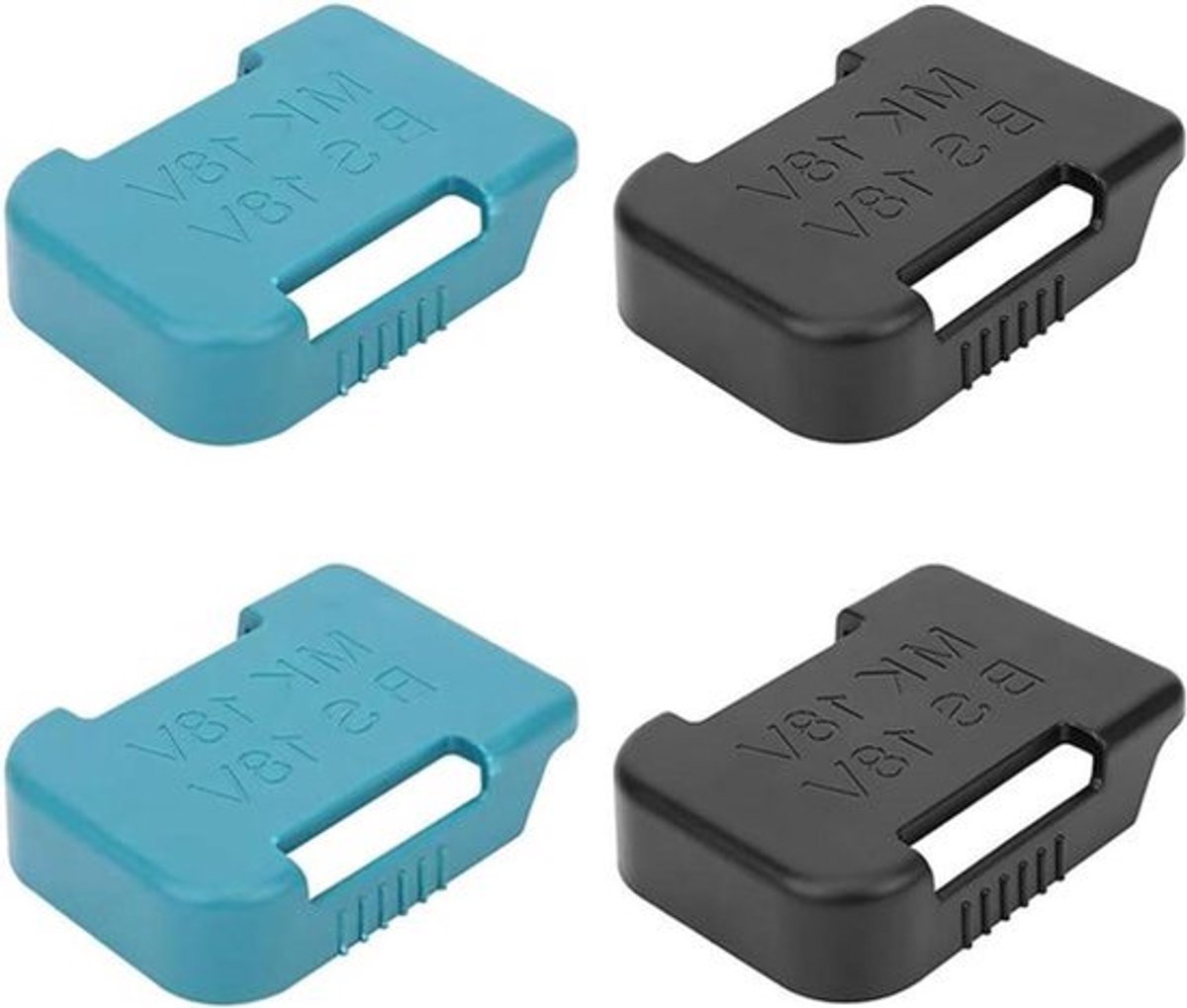 4Pcs Batterijhouders Batterijopslagrek Batterijdockhouder Compatibel Met Makita En Bosch 14.4V18V Schroeven Inbegrepen (Blauw * 2 + Zwart * 2)