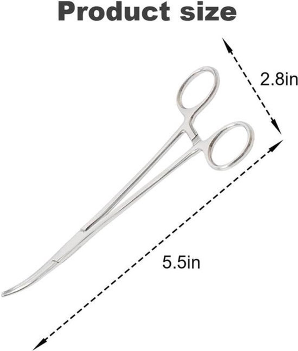 Arteriënklem 14 cm (gebogen) - Piercingtang, Naaldenhouder en Hemostatisch Pincet - Klem Verpleegster voor Dierenhaar - Hondensalon Gereedschap en Vissen