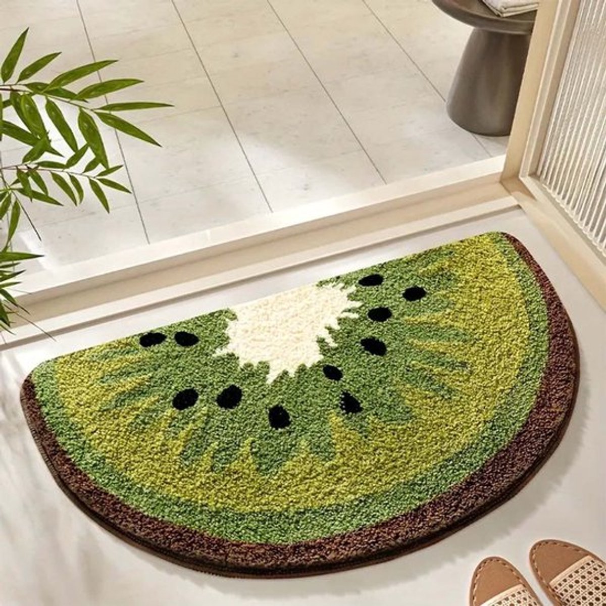 Leuke antislip badkamermat, fruitvormige absorberende badmat, gemaakt van microvezel en pluche, met cartoonpatroon, geschikt voor kinderen, wasbaar.