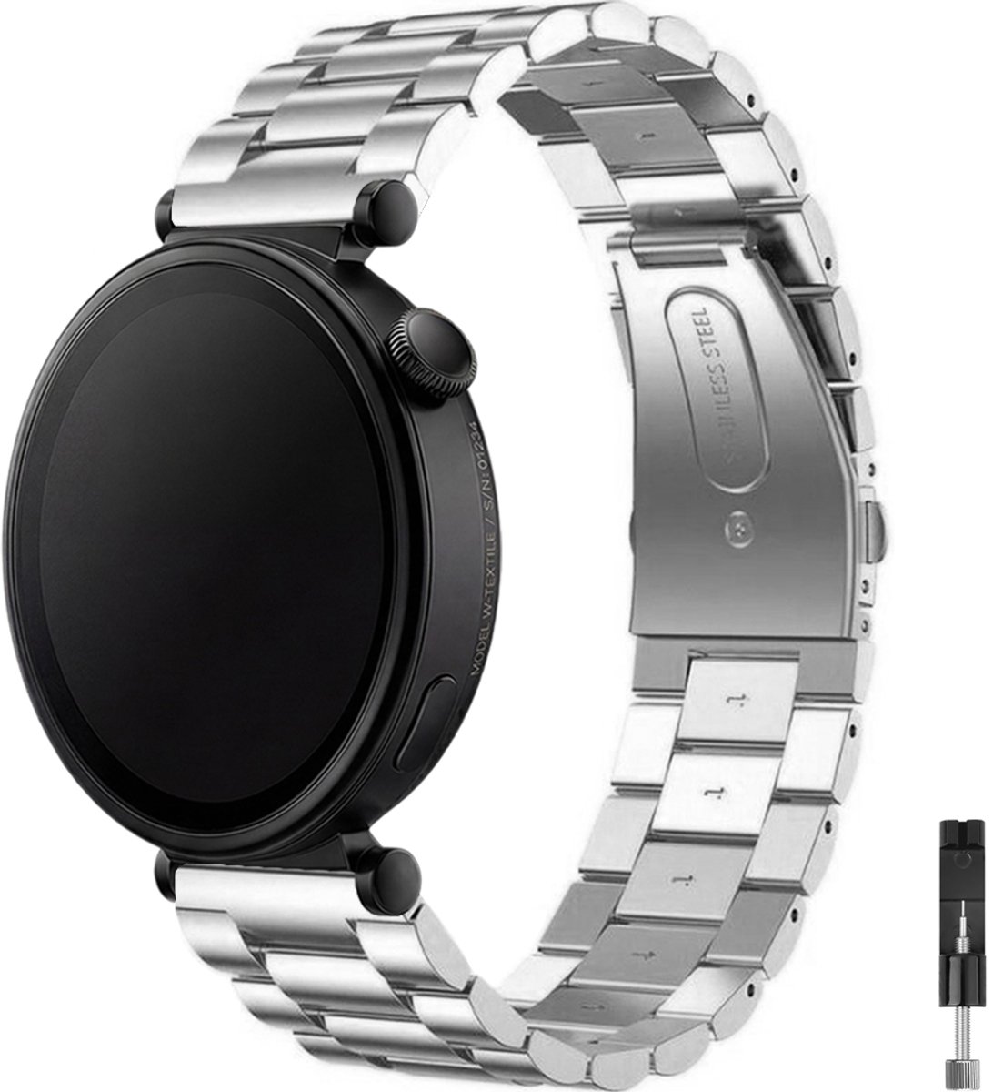 Stravo 18mm Stalen Schakelbandje – Geschikt voor Garmin Vivoactive 4S / Vivomove 3S / Venu 2S / Venu 3S / Venu 4 41mm / Forerunner 255S / 265S & Huawei Watch GT 5 42mm / GT 5 Pro 42mm / GT 6 41mm – Zilver