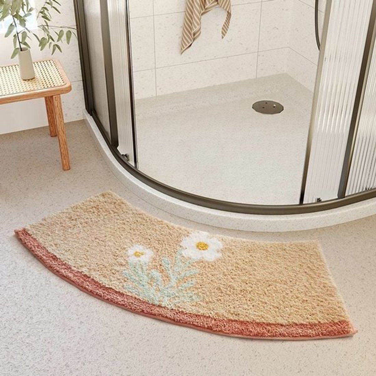1 x Absorberende vloermat Gebogen gegolfde douchedeurmat Antislip badmat Toiletmat Badmat 