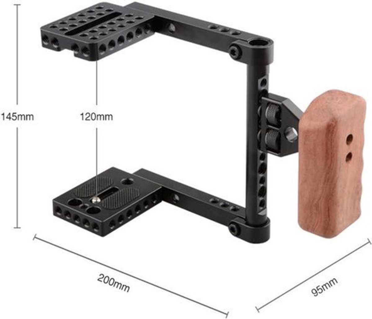 Stabilisator rig met houten handvat voor DSLR camera's - 70D 600D 750D 80D GH5 - Rechterhand