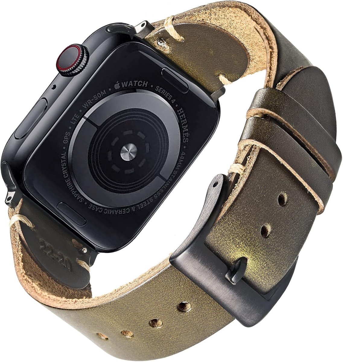 SnelShoppen - Horlogebandje Leer voor Apple Watch 42/44/45/38/40/41 mm, Sportieve en Stijlvolle Reserveband voor Series 7/6/5/4/3/2/1/SE, Geschikt voo