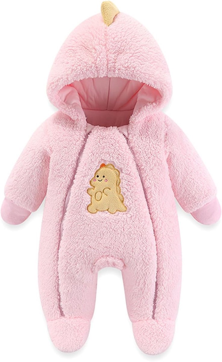 SnelShoppen - WYTbaby Baby Overall Winter Fleece Warm Sneeuwpak Baby Romper met Capuchon voor Jongens Meisjes 0-12 Maanden - Ideaal voor Koude Dagen,