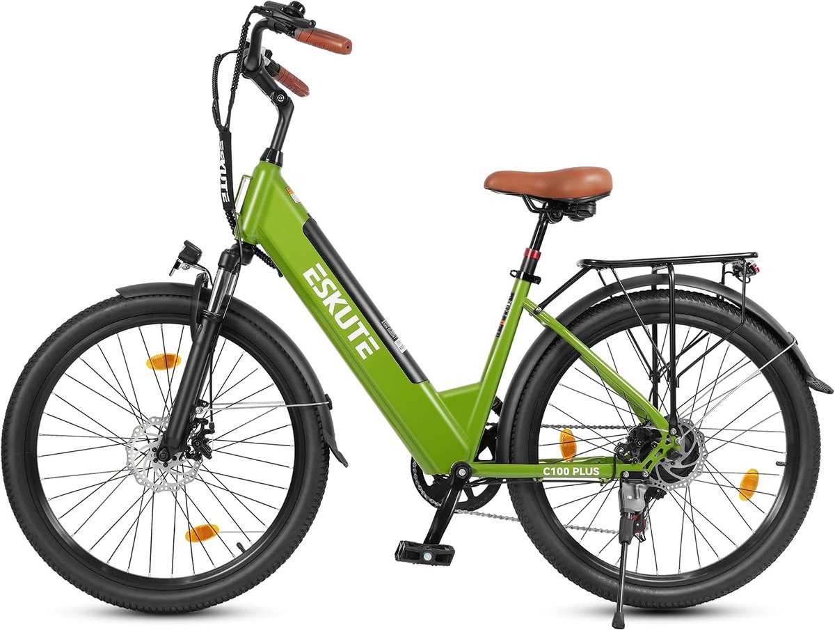 E-bike - 26 inch elektrische fiets - E-stadsfiets 250W achtermotor - 36V 13Ah verwisselbare accu - tot 100km - LCD-display - lage instap E-stadsfiets - voor dames en heren volwassenen - Groente