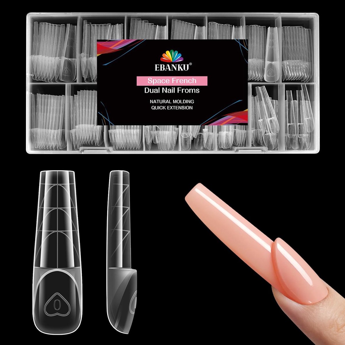 SnelShoppen - 150 Stuks 3D Reverse French Dual Form Nagelmal - Herbruikbare Polygel en Builder Gel Nagelmallen voor Nagelverlenging - Geschikt voor Th