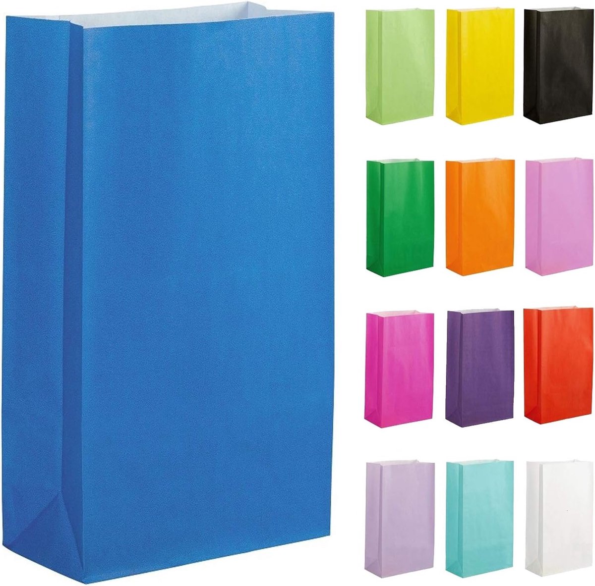 SnelShoppen - 20 Papieren Zakjes Blauw voor Feestjes, Cadeaus, Verjaardagen - 140x245x70mm - Milieuvriendelijk, Kwalitatief Hoogwaardig, Perfect voor