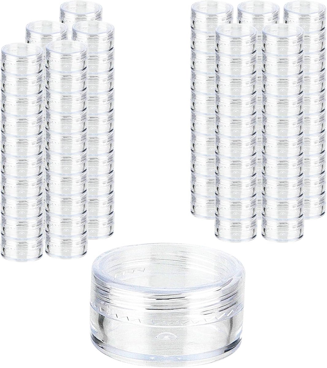 SnelShoppen - 100 stuks Kleine Potjes met Deksel 10 ml - Lege Crèmepotjes met Schroefsluiting voor Lotion, Lippenbalsem, Crème en Nailart - Mini Crème
