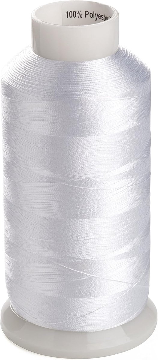 SnelShoppen - Simthread 75D/2 Borduurspoelen Schroefdraad 5.500m Wit - 60WT Polyesterdraad voor Borduur- en Naaimachines - Sterk, Zacht & Glad