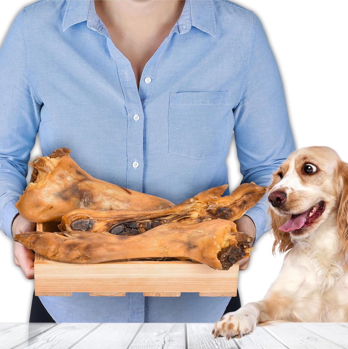 SnelShoppen - Varkensvoeten 1 kg - Natuurlijke Kauwsnack voor Honden - 3 Stuks - Smakelijk en Gezond - Hoogste Kwaliteit - Perfect voor Speeltijd en T