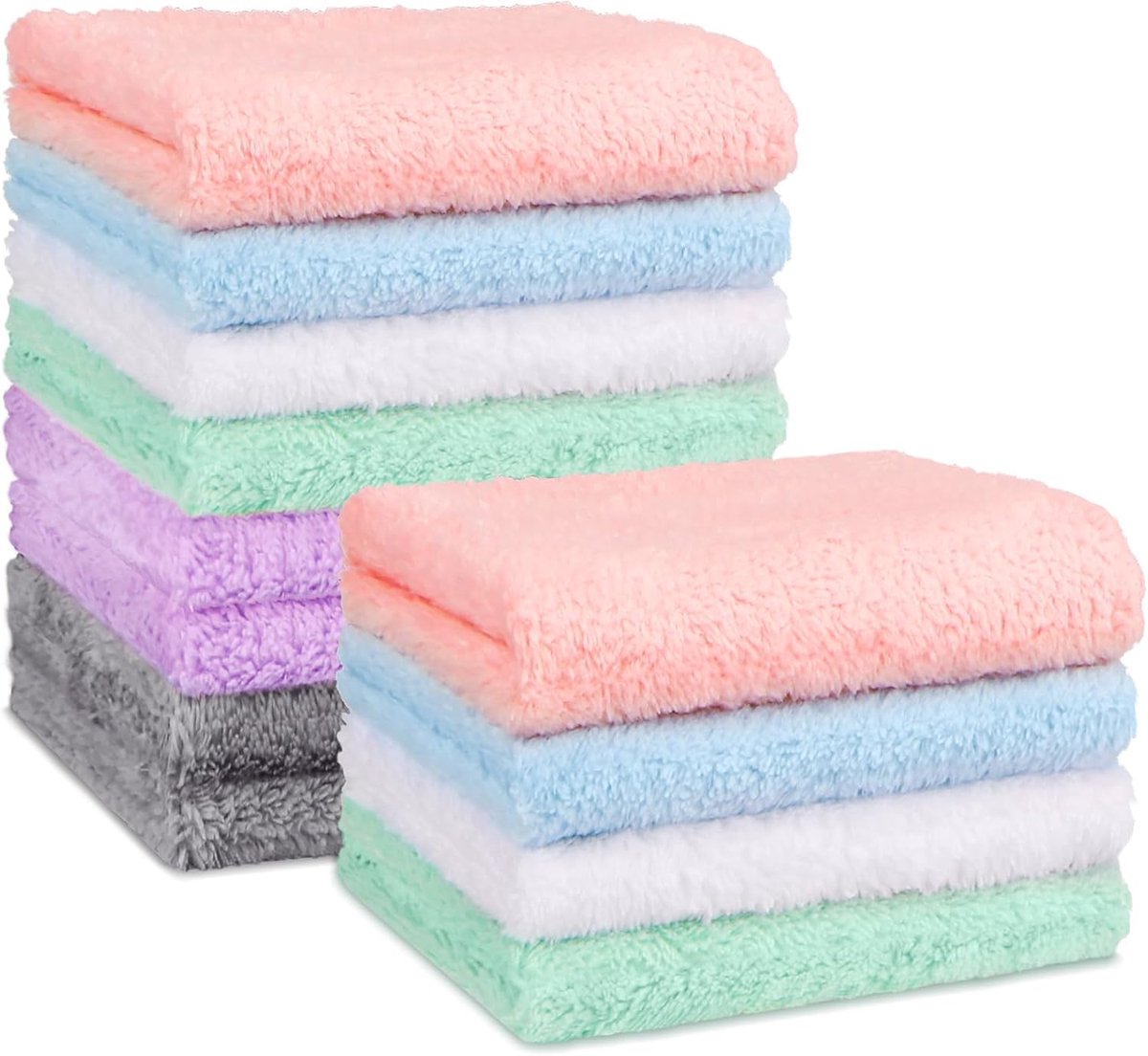 SnelShoppen - Babywashandjes 12 stuks, Superzachte Microvezel Koraalfleece, Absorberende Handdoeken voor Pasgeborenen en Peuters, Zacht voor Gevoelige