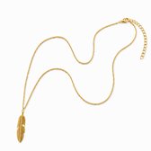 Marama Luma Gouden Veer Ketting – Premium Stainless Steel Damesketting met Veer Hanger – Nikkelvrij – Verstelbaar