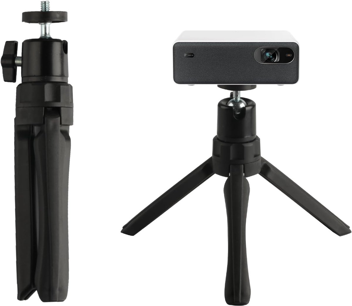 SnelShoppen - 2-delige projectorstandaard, mini-projectorstatief met kogelkop, 1/4'' schroeven, tafelstatief voor camera's en mobiele telefoons, ideaa