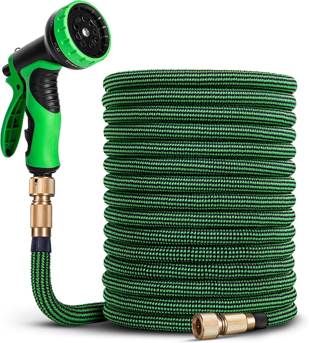 SnelShoppen - Flexibele Tuinslang 30 m - Irrigatieslang met Messing Schroefverbindingen 1/2 inch en 3/4 inch - 3-voudige Latex Balkonslang voor Tuin,