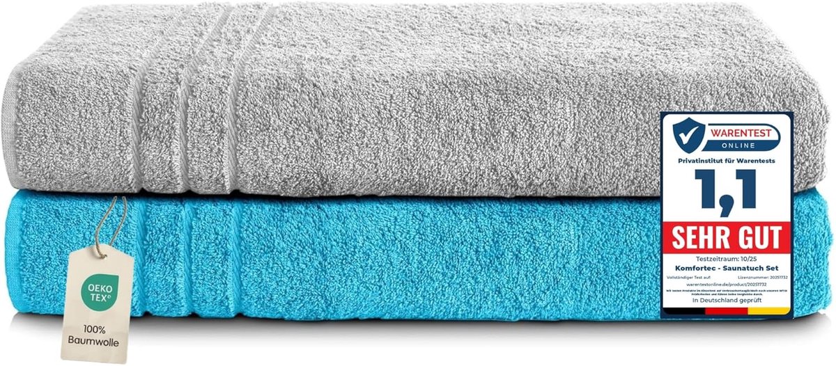 SnelShoppen - XXL Saunahanddoek Set 2 Stuks 80x200 cm - 100% Katoen - Zachte Bad- en Strandlakens voor Sauna, Camping, Zwembad en Thuisgebruik