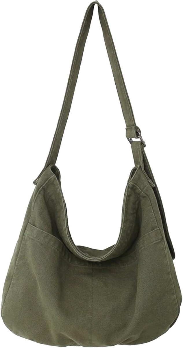 SnelShoppen - Unisex Canvas Schoudertas Oxford Tas voor Dames - Fashion Shopper Tas - Verstelbare Schouderriem - Ideaal voor School, Kantoor en Reizen