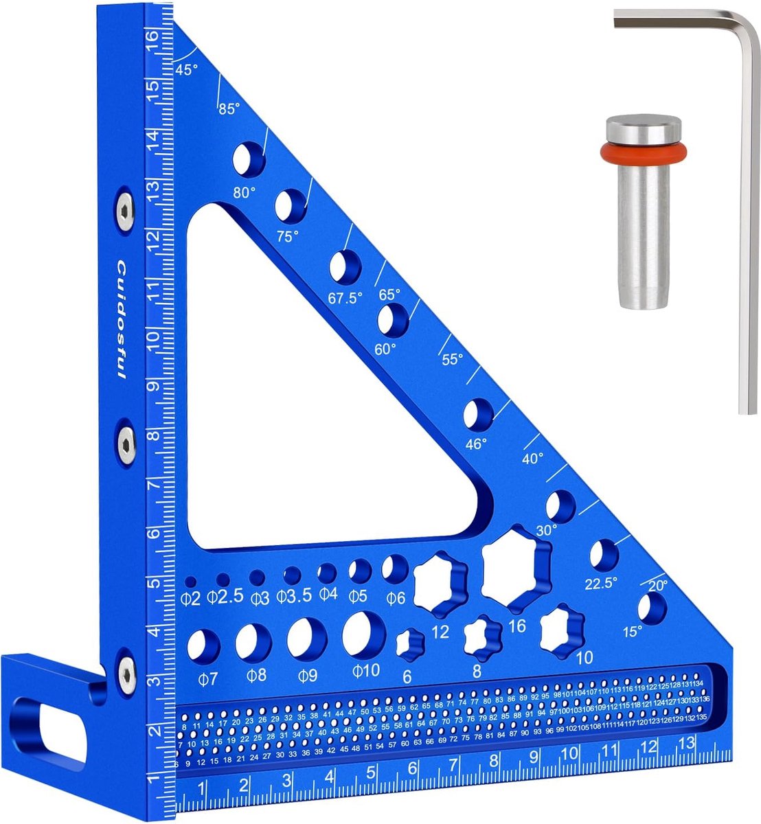 SnelShoppen - 3D Verstekhoek voor Houtbewerking - Nauwkeurig Meetgereedschap van Aluminiumlegering - Gradenboog van 15-90 Graden - Houtbewerkingslinia