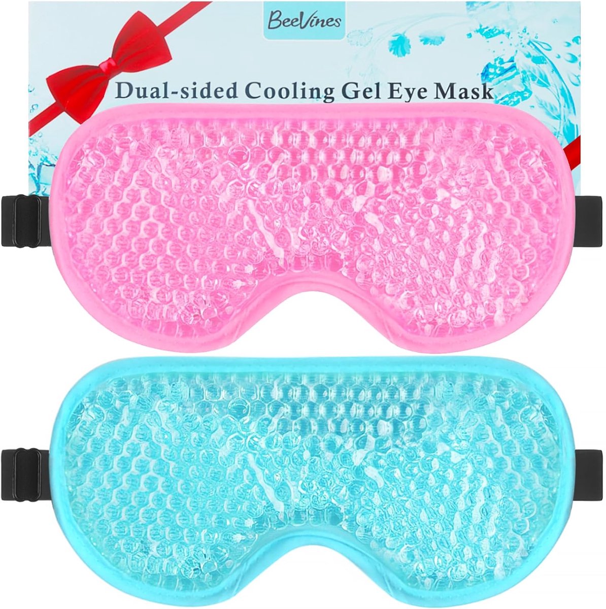 SnelShoppen - BeeVines Gel Oogmasker Verkoelende Ijsslaapmaskers voor Wallen in de Ogen - 2 Pak Koud & Warm Slaapcompress voor Mannen & Vrouwen - Blau