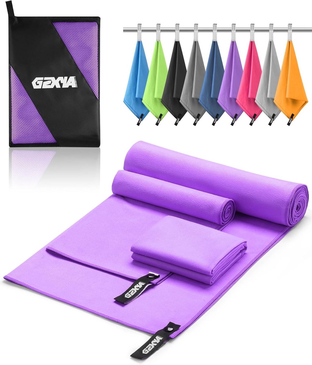 Thijox - Microvezel Handdoekenset van 3 - Sneldrogende Badhanddoek 180x60 cm + 2 Kleine Handdoeken 80x40 cm - Reishanddoek voor Sport, Fitness, Sauna