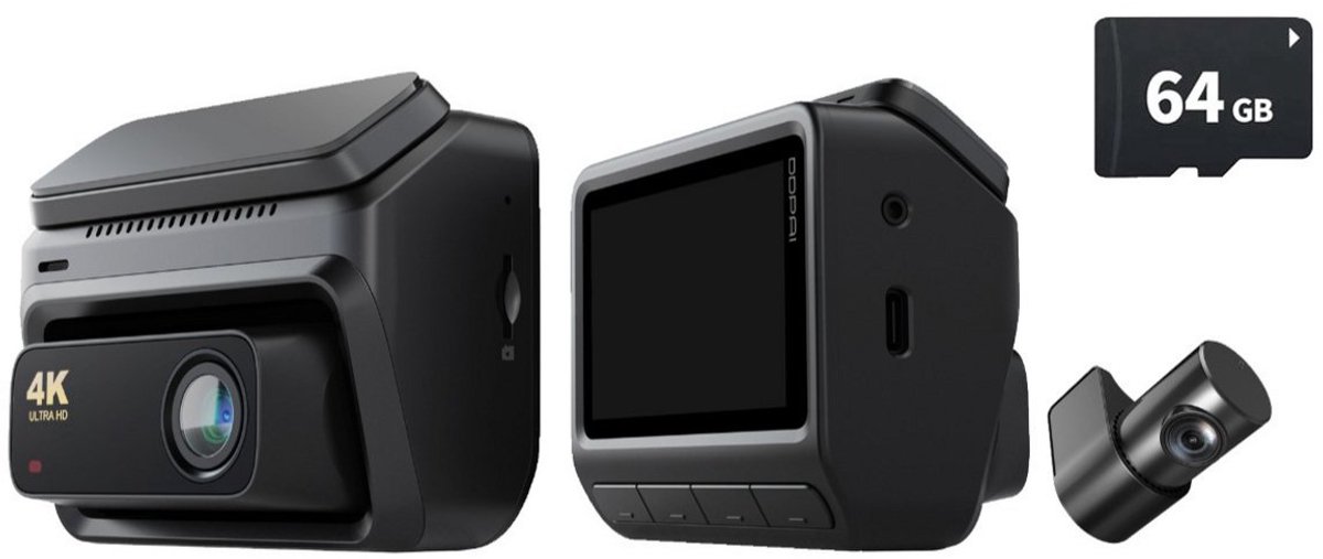 Dashcam Auto Camera Voor en Achter - 4K Beeld - 64GB SD Kaart - 3 Inch Beeldscherm - GPS - DDPAI Z60