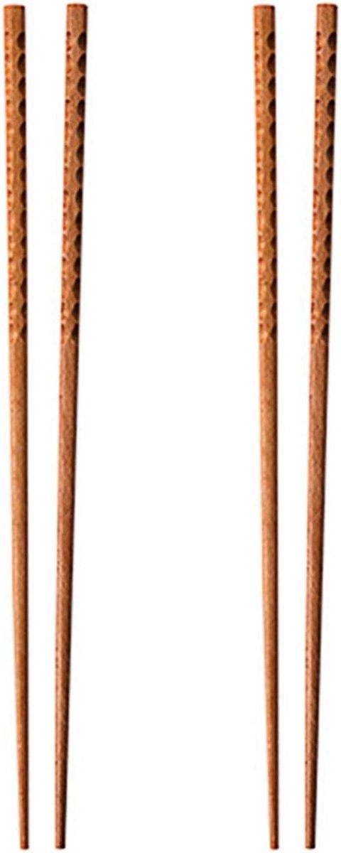 SnelShoppen - Bamboe Eetstokjes Extra Lang 33/42 cm - 2 Paar Antislip Beukenhout - Ideaal voor Koken, Braden, Hete Potten, Keuken en Feest