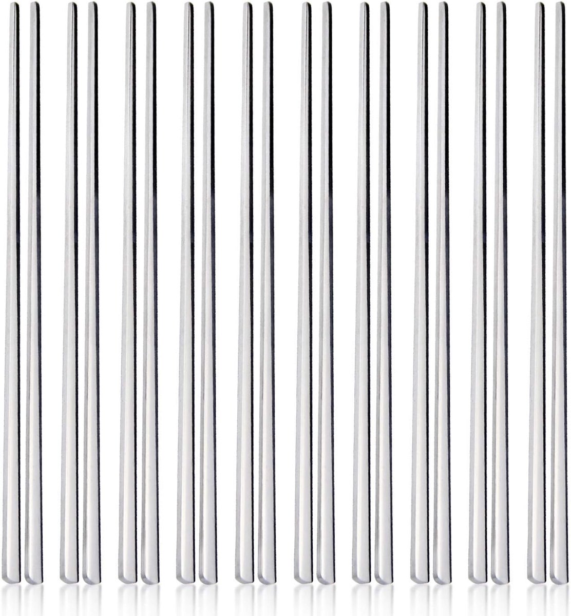 SnelShoppen - 10 Paar RVS Chopsticks - Herbruikbare Stalen Etenstokjes - Koreaanse Stijl - Antislip - Vaatwasserbestendig - Perfect voor Thuis en Fees