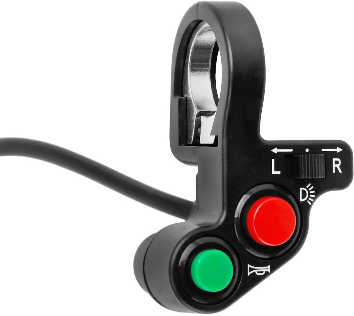 SnelShoppen - Handlebar Switch 22 mm 12 V voor Motor, Scooter, E-Bike en ATV - Vervangingsschakelaar met Klem voor Flitslicht en Toeter - Compact en D
