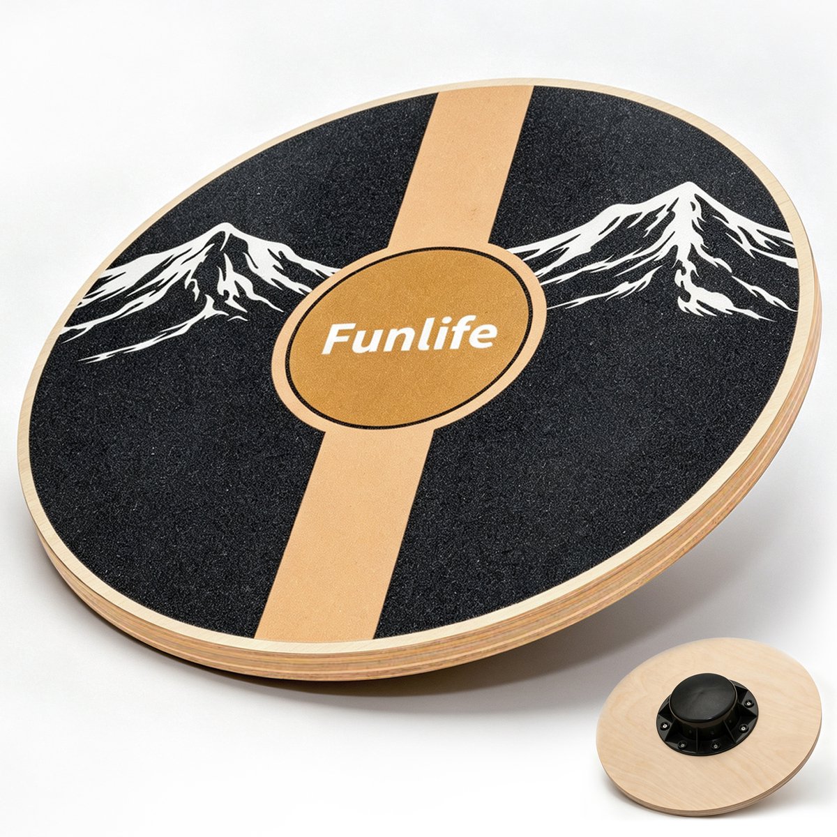 FunLife SUMMIT Rond Balance Board - Balansbord 39,5 cm van Berkenhout - 360° Evenwichtstrainer voor Core, Stabiliteit en Coördinatie