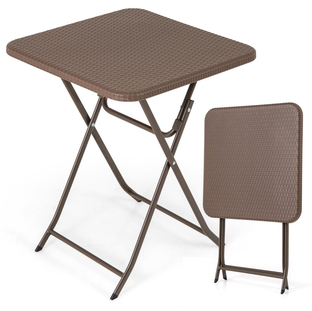 SureDeal® - Tuinmeubel - Tuintafel Rotan Look - HDPE Tafelblad Vierkante - 60x60x72 cm - K