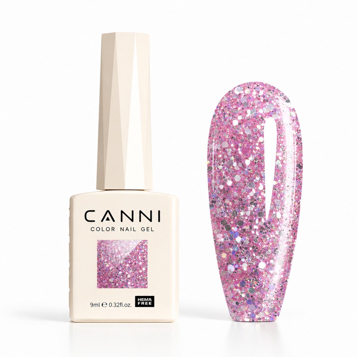Canni - Glitter gellak - 10 ml - HEMA-vrij - TPO-vrij – Gellak Glitter - Glitters - Pink Gellac - Gellak - Glitter nagellak - Glitter gellak set - Gellak nagellak - Gellak set