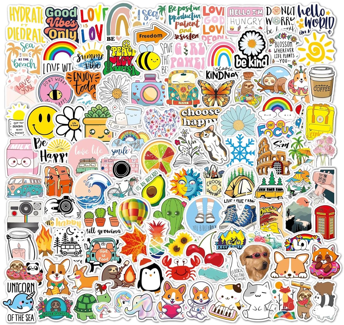 SnelShoppen - 200 Stuks Schattige Waterdichte Stickers voor Scrapbooking, Laptop, Gitaar, Album, Skateboard, Koffer, Helm - Aesthetic Decoraties