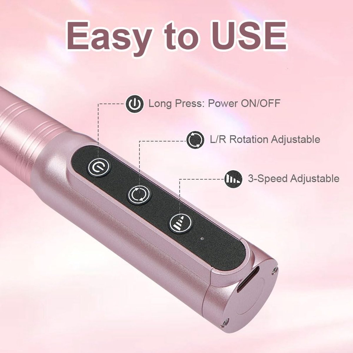 SnelShoppen - Draadloze Elektrische Vijl voor Nagels, 12-in-1 Oplaadbare Nagelset met 3 Instelbare Snelheden tot 20000rpm, Professionele Nagelverzorgi thumbnail 3