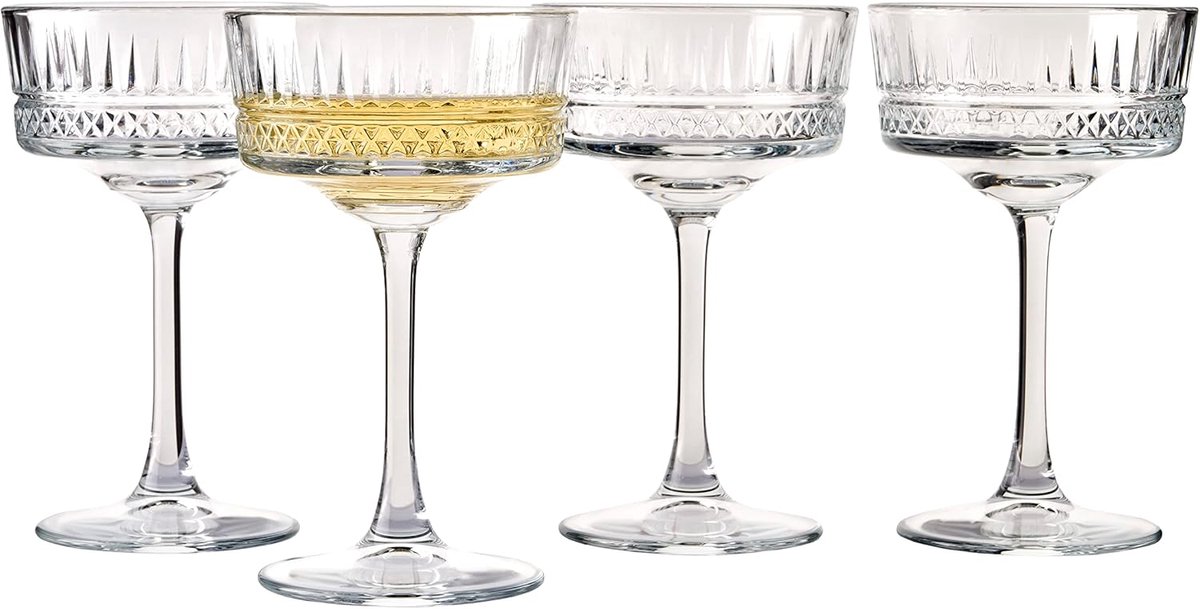SnelShoppen - Champagneglazen 4-pack 26 cl - Transparante Champagnekopjes van Glas - Perfect voor Feesten, Bruiloften en Speciale Gelegenheden