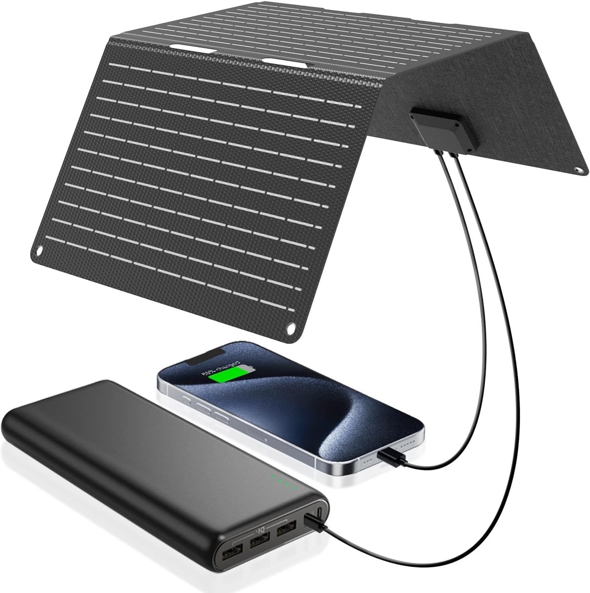 SnelShoppen - 30W Opvouwbaar Zonnepaneel USB-A USB-C 5V3A Waterdichte Zonne Oplader voor Mobiele Telefoons, Camera's en Powerbanks - Perfect voor Camp