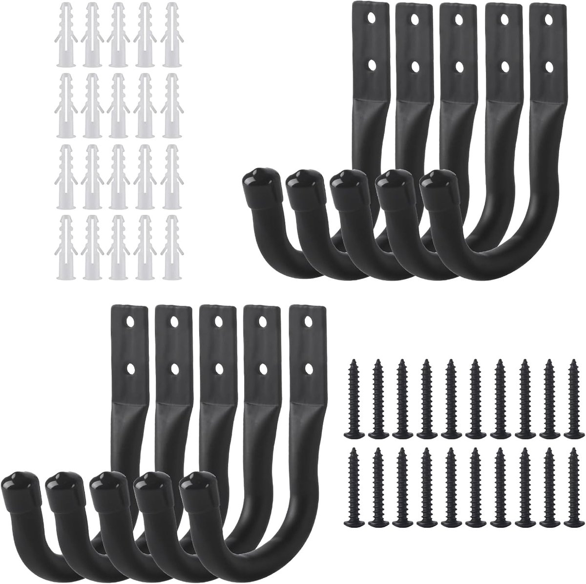 SnelShoppen - Heavy Duty Wandhaken Set van 10, RVS Ladderhaken voor Fiets, Tuinslang, Gere