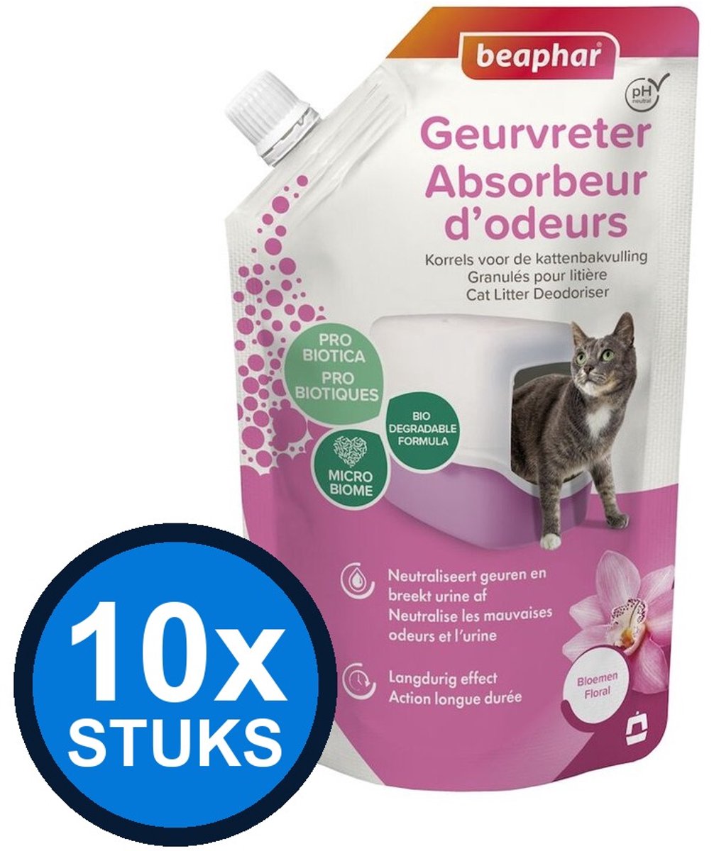 10x Beaphar - geurvreter kattenbakreiniging orchidee 400gr - Dierenverzorging