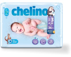 SnelShoppen - Baby Luiers Maat 3 (4-10 kg), 36 Stuks, Ademend, Hypoallergeen, Hoge Absorptie, Ideaal voor Pasgeborenen, Zacht en Comfortabel