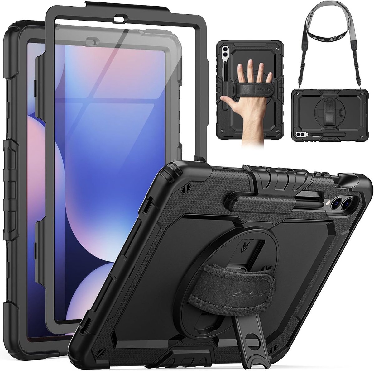 SnelShoppen - Schokbestendige Hoes voor Samsung Galaxy Tab S10 Plus / S9 FE Plus / S9 12,4 inch 2024/2023 - 360° Draaibare Standaard, Schermbeschermer