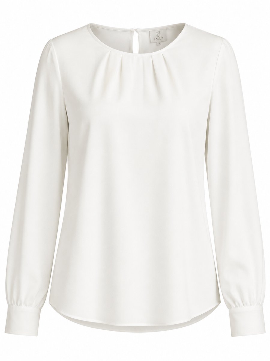 Greiff Dames Chiffon Blouse Wit Lange Mouwen Regular Fit Maat 38
