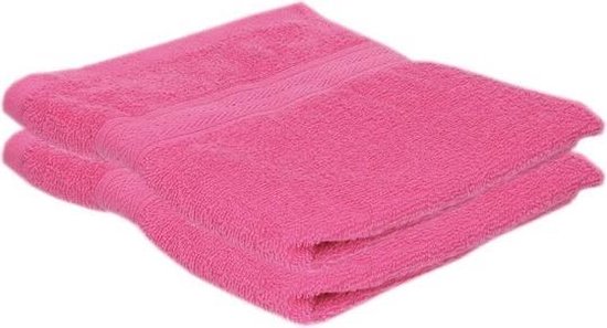 2x Serviette abordable rose fuchsia 50 x 100 cm 420 grammes - Serviettes de bain en textile pour salle de bain