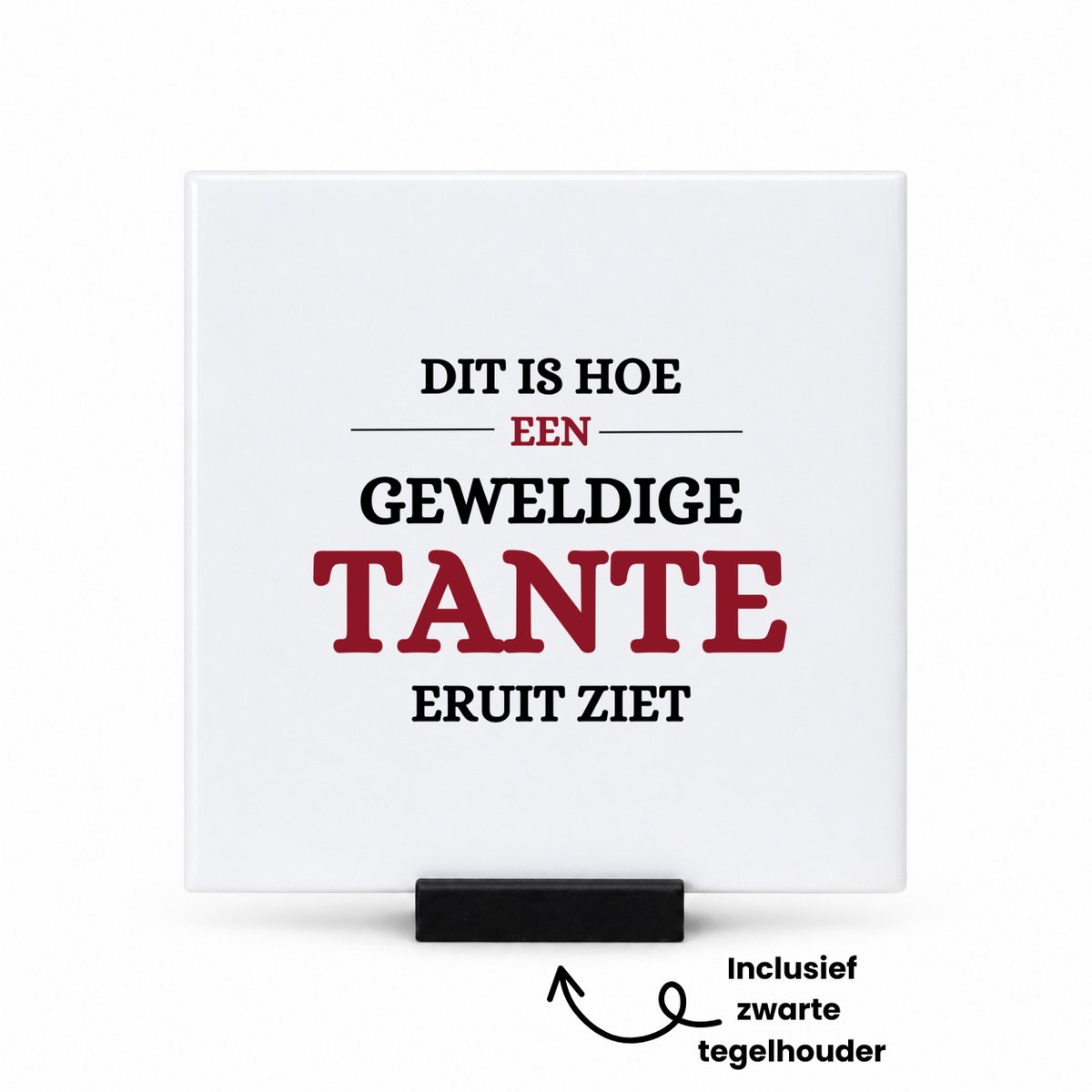 Hacebo geweldige tante tegeltje met tegelhouder - Tante - liefste tante - tegeltjes met tekst - verjaardagscadeau - verjaardag - cadeau voor tante - kado - spreuktegels - 10.8x10.8 CM Wit
