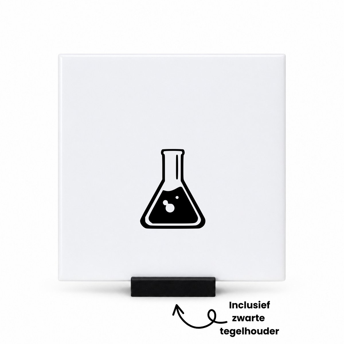 Hacebo Scheikunde tegeltje met tegelhouder - Docent - Beste scheikundige - tegeltjes met tekst - Chemisch - Natuurkunde - Set - Physics - Cadeau - Accessoires - spreuktegels - 10.8x10.8 CM Wit