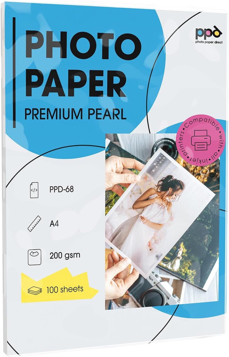 SnelShoppen - A4 Inkjet Fotopapier 200g/m2 - Professionele Kwaliteit, Direct Droog en Waterproof - 10 Vellen Silk/Satin voor Foto's en Afdrukken