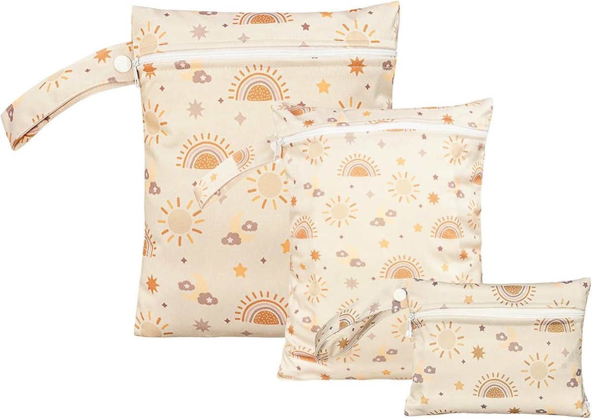 SnelShoppen - 3 Stuks Waterdichte Wet Bags, Herbruikbare Luiertassen, Waterdichte Opbergzakken voor Baby, Camping, Gym, Zwemmen en Strand