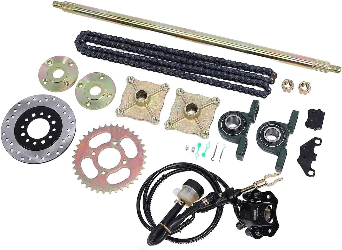 SnelShoppen - 25.5In GO Kart Achteras Ketting Schijf Kit, Verbeterde Grip Tandwiel Rem voor ATV Quad, Geschikt voor Diverse Modellen, 650mm