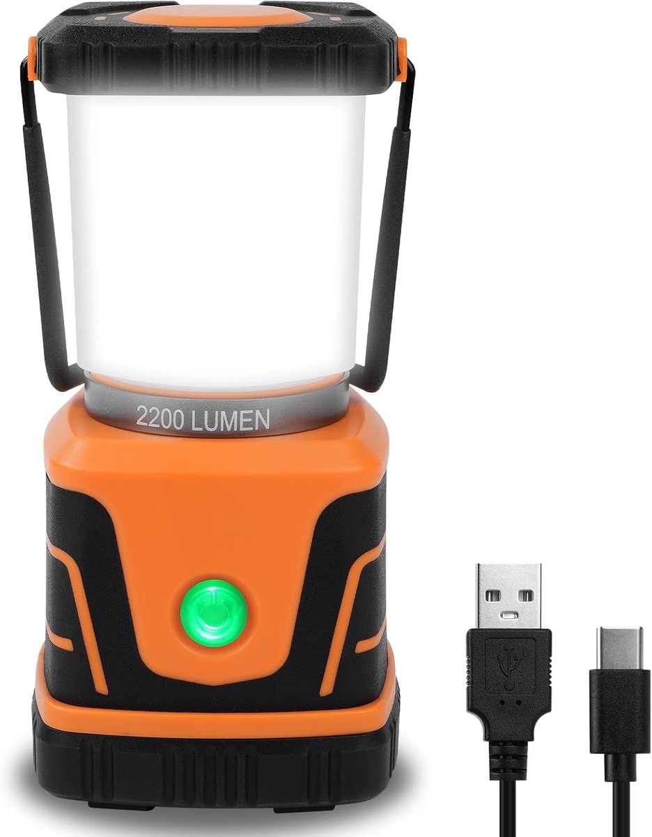 SnelShoppen - Campinglamp Oplaadbaar 2200 Lumen Dimbaar Tentlicht met 4400 mAh Powerbank voor Outdoor Avonturen, Hiken, Vissen, IP54 Waterdicht