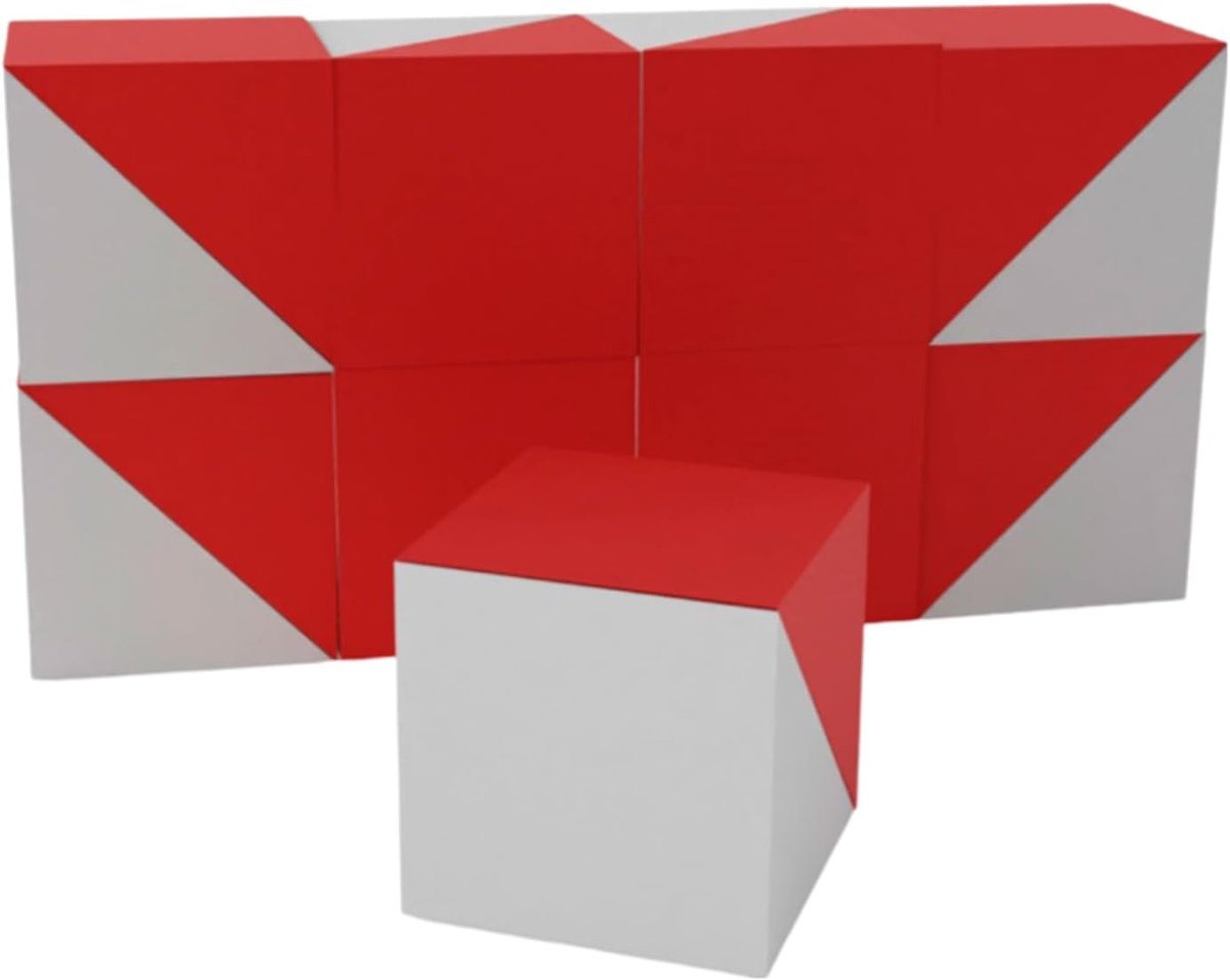 SnelShoppen - Kohs cubes en dobbelstenen in rood/wit, 2.5 cm, 9 stuks voor WISC en WAIS test, ideaal voor kinderen, transport en opslag