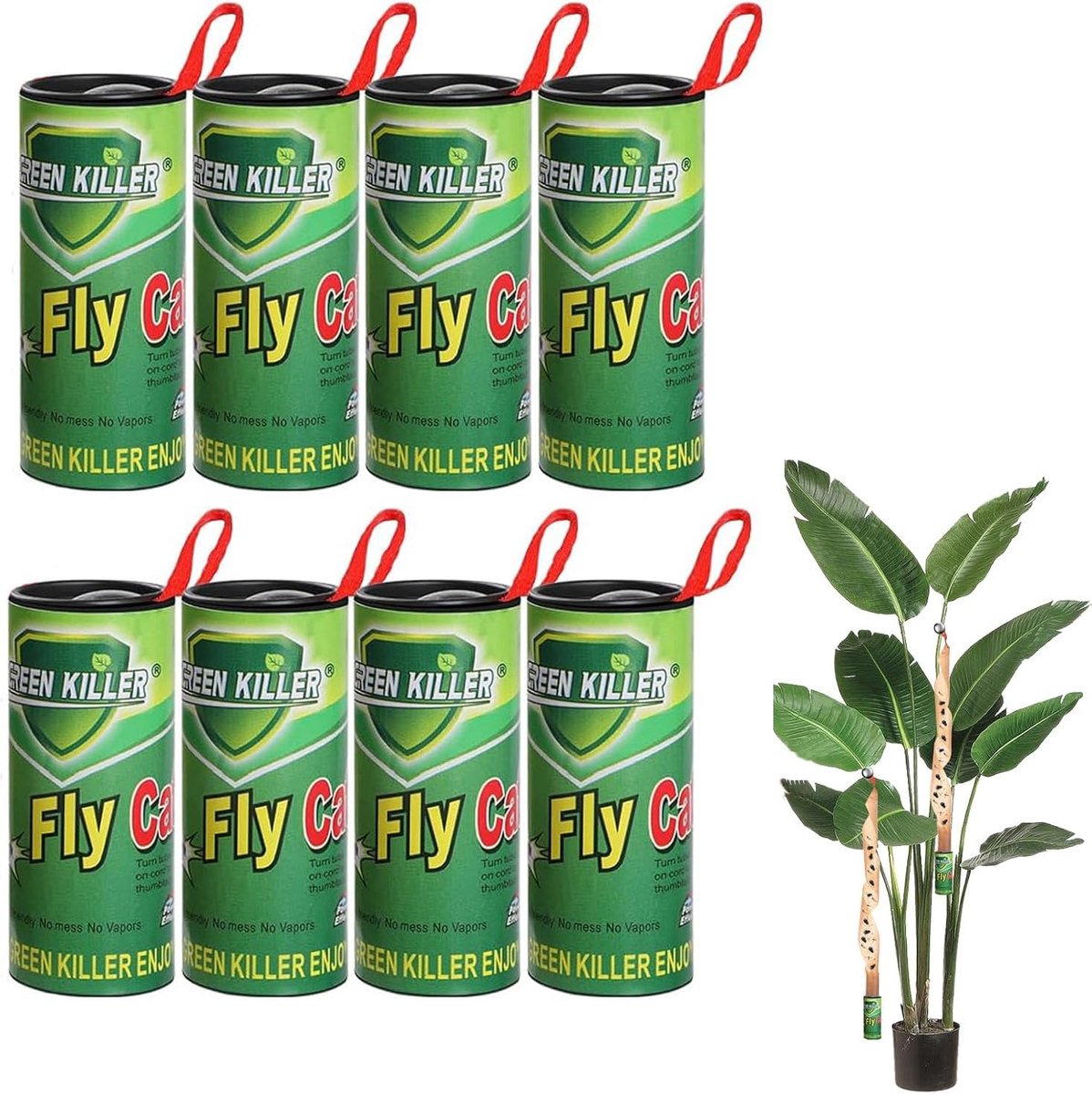 SnelShoppen - 8 Stuks Vliegengif Zelfklevende Strips Vliegenvanger, Insectenval voor Binnen en Buiten, Effectieve Vliegstrip, Waterdicht, Sterke Hecht