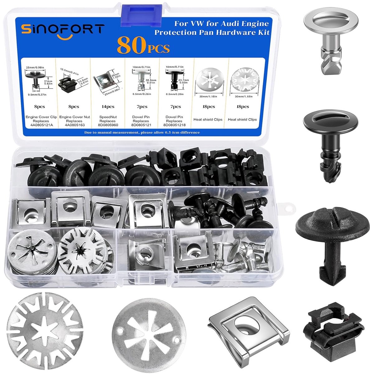 SnelShoppen - 80 Pcs Auto Fix Clips Set met Bevestigingsschroeven, Plastic en Metaal, Bescherming voor Motoronderkant, Warmtebescherming en Onderhoud